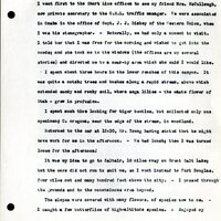 Frank H. Shoemaker typescript, 19 pages, noted on front page as "Have selected from my pocket day-dooks items pertaining to my leisure activities while on trips as private secretary to General Auditor of U.P.-S.P. and affiliates."