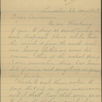 Handwritten 4 page letter from Marcia Bruner to Lawrence Bruner, "We are thinking of you today as ever…"