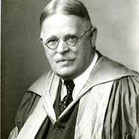 Roscoe Pound portrait in academic robes.