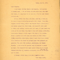 Typewritten letter, 1 page, from Frank H. Shoemaker to Robert H. Wolcott, "I am booked for New Orleans and Houston, leaving here on Monday next."
