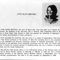 This document is a short biography that comes from the program from the dedication ceremony of the Broyhill Fountain.