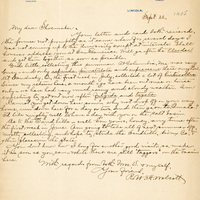 Handwritten letter, 1 page, from Robert H. Wolcott to Frank H. Shoemaker, "Your letter and card both received the former not promptly as it came when for several days I was not coming up to the University except at..."