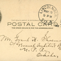 Handwritten postcard from Robert H. Wolcott to Frank H. Shoemaker, "Will you please bring down a half dozen splendid with copying..."