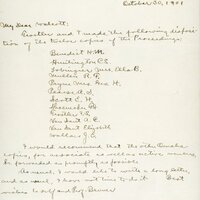 Typewritten letter, 1 page, from Frank H. Shoemaker to Robert H. Wolcott, "I.S. I.S. [Isador] Trostler and I made the following disfosition(?) of the twelve copies of the Proceedings:..."