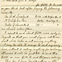 Handwritten 4 page letter from Lawrence Bruner to Marcia Bruner, "The past few days have been exceedingly hard ones one me..."