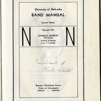 The cover page of Charles Ledwith's R.O.T.C. Band Manual for the freshman band at the University of Nebraska.