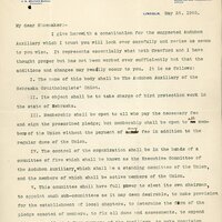 Typewritten letter, 3 pages, from Robert H. Wolcott to Frank H. Shoemaker, "I give herewith a constitution for the suggested Audubon Auxiliary which I trust you will look over carefully and revise as seems to you wise."