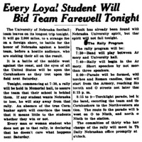 The rally to be held October 17 was summarized as well as a warning to naysayers to stay away from the rally, because Nebraska spirit needed to be at an all-time high.