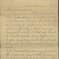 Handwritten 4 page letter from Marcia Bruner to Lawrence Bruner, "Well it has been two weeks since…"