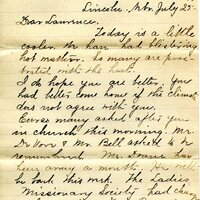 Handwritten 4 page letter from Marcia Bruner to Lawrence Bruner, "Today is a little cooler…"