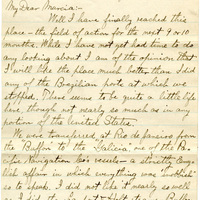 Handwritten 5 page letter from Lawrence Bruner to Marcia Bruner, "Well I have finally reached this place –– the field of action for the next 9 or 10 months."