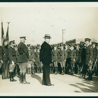 General Pershing addressing Advanced Course ROTC students of University of Nebraska at a critique after a parade in his honor in 1933