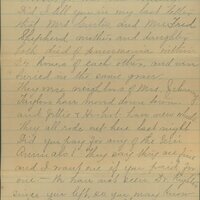 Handwritten 4 page letter from Marcia Bruner to Lawrence Bruner, "We are thinking of you today as ever…"