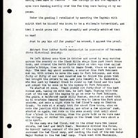 Frank H. Shoemaker typescript, 4 pages, on trip as photographer with  Addison E. Sheldon, along with notes from Captain Luthor North's travel diary.