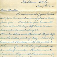Handwritten 10 page letter from Lillie C. Bruner to Lawrence Bruner, "We read several of your letters sent from home…"