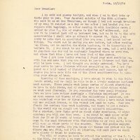 Typewritten letter, 1 page, from Frank H. Shoemaker to I.S. I.S. [Isador] Trostler, "I am sad and glemy tonight, and when I am in that bote my thots phly to yew. Your funereal epistle of the 28th ultimate was sent to me at San Francisco, as though I had not enough troubles of my own..."