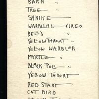 Frank H. Shoemaker handwritten composite list of birds, 5 pages, seen at Salt Basin, Lincoln, Nebraska.