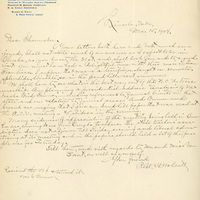 Handwritten letter, 1 page, from Robert H. Wolcott to Frank H. Shoemaker, "Your letter from both here and both much enjoyed. Shall not write much of an answer as I expect to be in Omaha, as you know..."