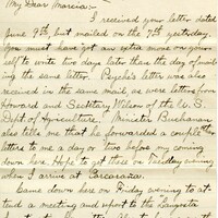 Handwritten 6 page letter from Lawrence Bruner to Marcia Bruner, "I received your letter dated June 9th, but mailed on the 7th yesterday."