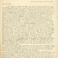 Typewritten letter, 1 page, from unknown (likely Frank H. Shoemaker) to Robert H. Wolcott, "I left Omaha on September 26th, and will give you an account of my collecting since that date range."