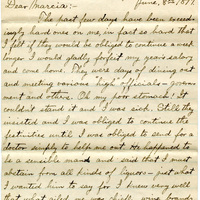 Handwritten 4 page letter from Lawrence Bruner to Marcia Bruner, "The past few days have been exceedingly hard ones one me..."